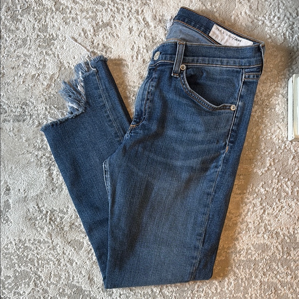 rag & bone Blue Ankle Cropped Jeans